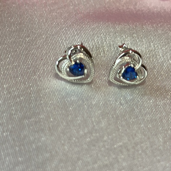 SS Sapphire CZ Earrings - Picture 3 of 3